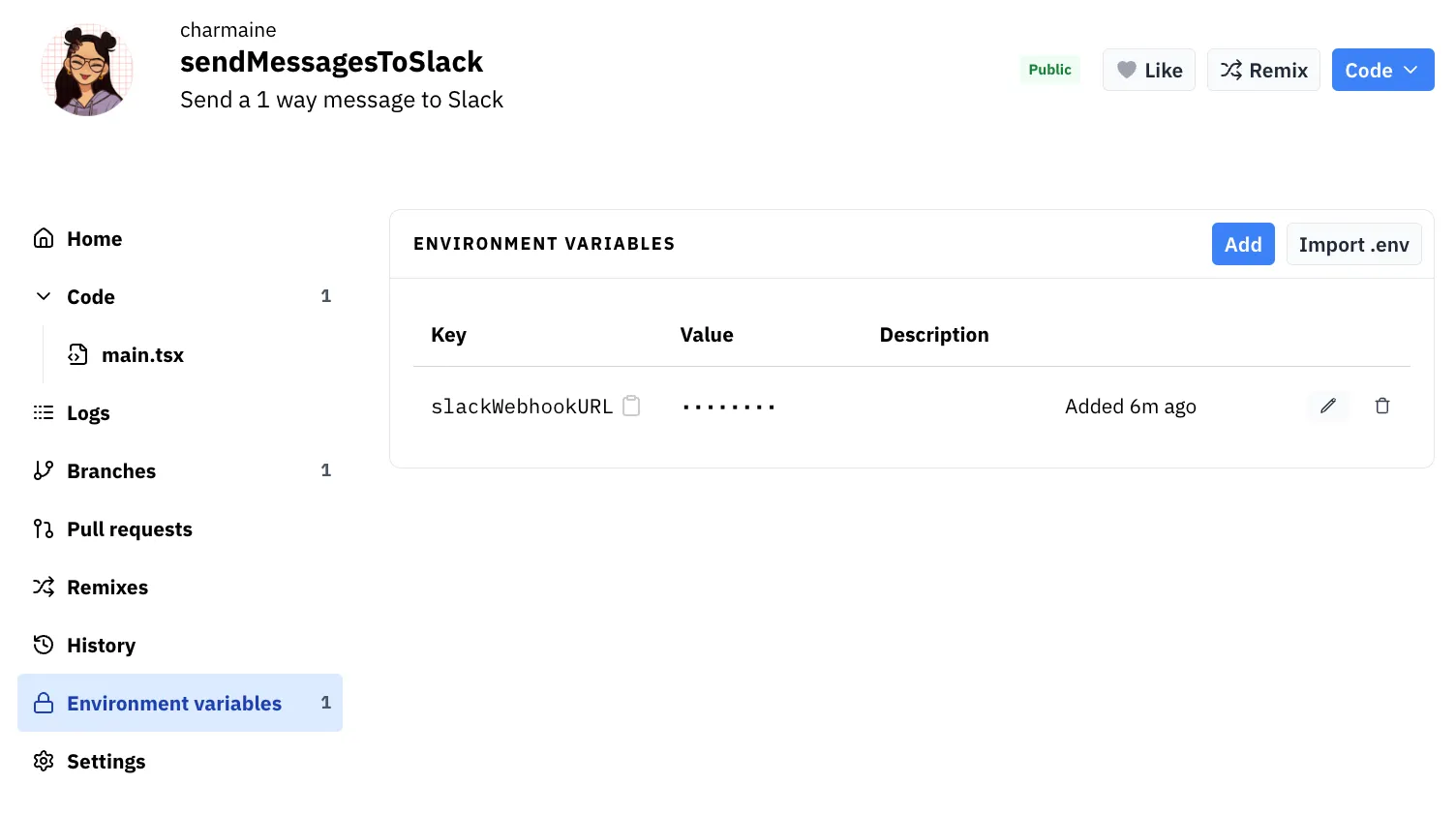 Copy webhook URL